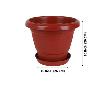 Utkarsh Super High-Quality|UV Treated|Highly Durable Plastic Garden Glossy/Round Flower/Plant Pots for Home Planters, Terrace, Garden, Balcony|Terracotta color|Suitable for Home Indoor & Outdoor Gardening Plants|Pack of 3