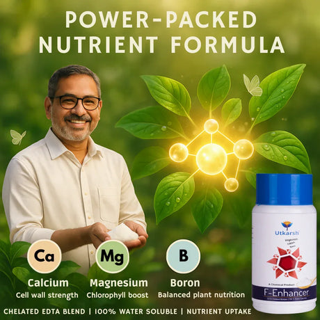 F-Enhancer - EDTA Chelated Mix - Calcium, Magnesium, Boron (100 % Water Soluble Chemical for Foliar Spray) - Utkarsh Agrochem Pvt ltd. 