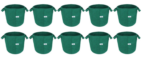400 GSM Geotextile Fabric Growbags- Green, Pack of 10 - Utkarsh Agrochem Pvt ltd. 