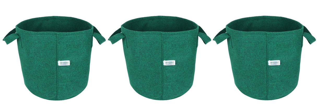 400 GSM Geotextile Fabric Growbags- Green, Pack of 3 - Utkarsh Agrochem Pvt ltd. 