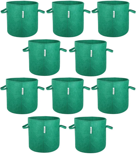 400 GSM Geotextile Fabric Growbags- Green, Pack of 10 - Utkarsh Agrochem Pvt ltd. 