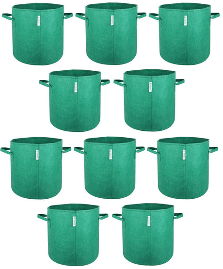 400 GSM Geotextile Fabric Growbags- Green, Pack of 10 - Utkarsh Agrochem Pvt ltd. 