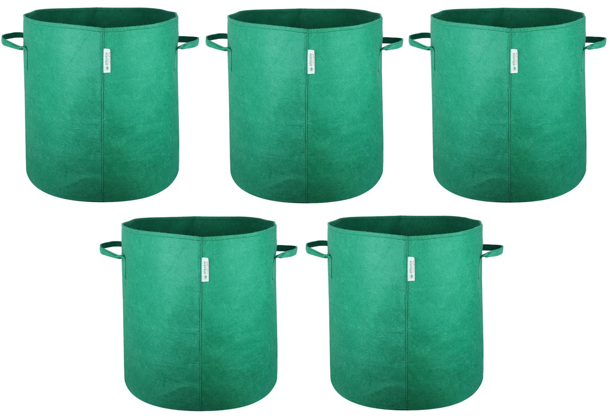 400 GSM Geo Textile Fabric Growbags- Green, Pack of 5 - Utkarsh Agrochem Pvt ltd. 