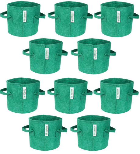 400 GSM Geotextile Fabric Growbags- Green, Pack of 10 - Utkarsh Agrochem Pvt ltd. 