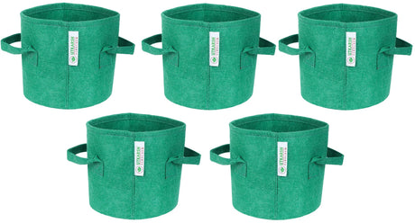 400 GSM Geo Textile Fabric Growbags- Green, Pack of 5 - Utkarsh Agrochem Pvt ltd. 