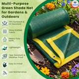 Green Shade Net – 75% UV Protection | Multipurpose Agro Net for Terrace, Garden, Greenhouse & Balcony | Protection from Sun | Indoor & Outdoor Use