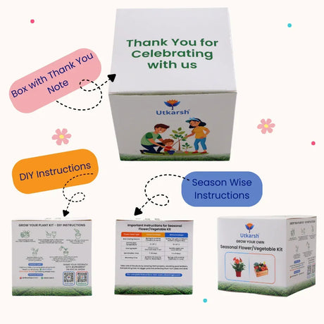 Seasonal Vegetable DIY Kit for Gifting | Best Return Gift For Kids Birthday Party | Eco-Friendly, Easy-to-Grow Kit for Home & Kitchen Gardening - Utkarsh Agrochem Pvt ltd. 