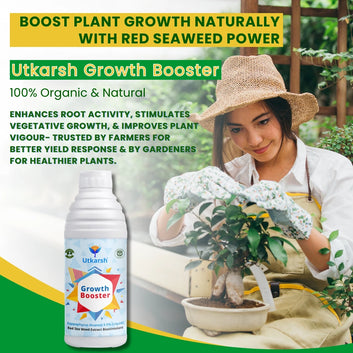 Growth Booster - Liquid Red Seaweed Extract, Plant Growth Promoter, Organic Plant Tonic for Healthy Plants, Strong Roots, More Flowers & High Yield | Indoor & Outdoor Use