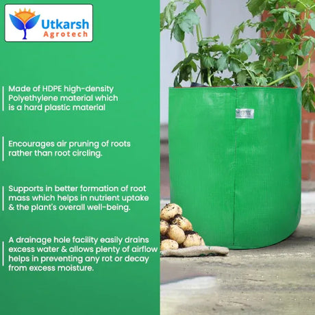 200 GSM Green HDPE Grow Bags- 12 X 18 Inch - Utkarsh Agrochem Pvt ltd. 