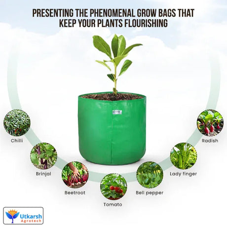 200 GSM Green HDPE Grow Bags- 12 X 24 Inch - Utkarsh Agrochem Pvt ltd. 