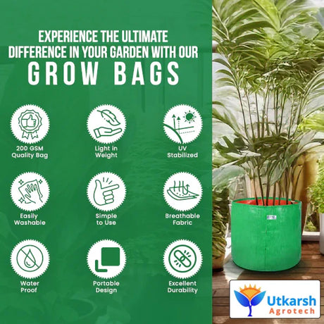 200 GSM Green HDPE Grow Bags- 12 X 12 Inch - Utkarsh Agrochem Pvt ltd. 