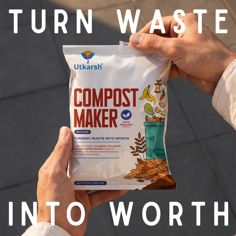 Compost Maker Powder for Home Garden | Fast-Active Natural Organic Waste Decomposer for Kitchen Waste, Vegetable & Fruit Scraps | Easy-to-Use, Odor-Free Compost Starter Powder