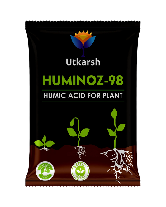 Utkarsh Huminoz-98 Humic Acid (98%) for Plants | Fertilizer for Potted Plants, Home Garden, Growth Enhancer, Soil Conditioner, Improves Root System