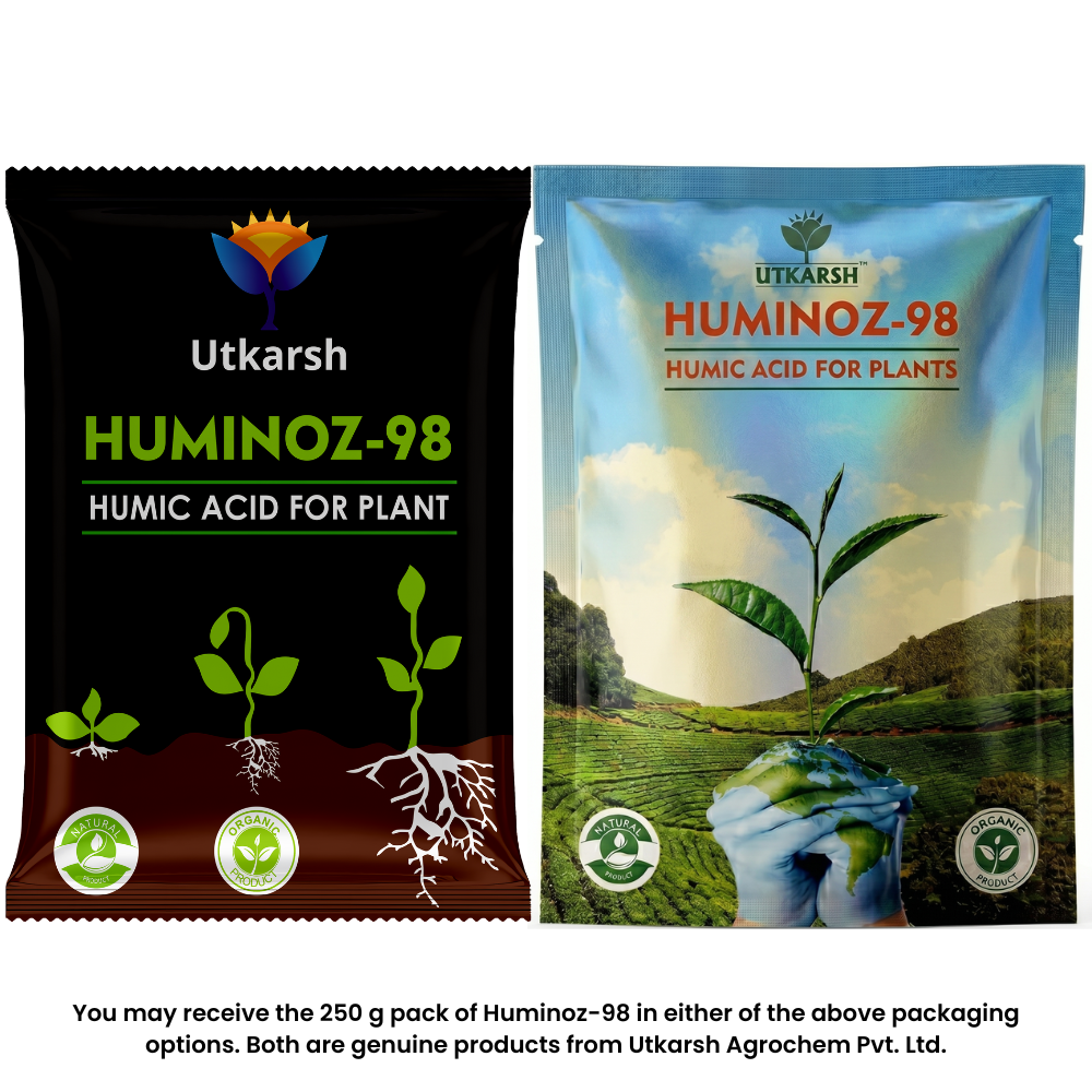 Utkarsh Huminoz-98 Humic Acid (98%) for Plants | Fertilizer for Potted Plants, Home Garden, Growth Enhancer, Soil Conditioner, Improves Root System