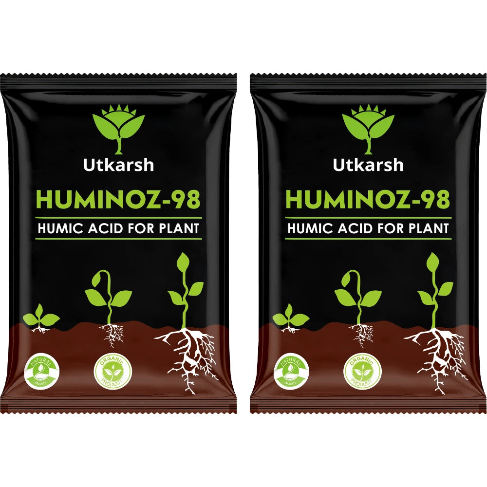 Utkarsh Huminoz-98 Humic Acid (98%) for Plants | Fertilizer for Potted Plants, Home Garden, Growth Enhancer, Soil Conditioner, Improves Root System