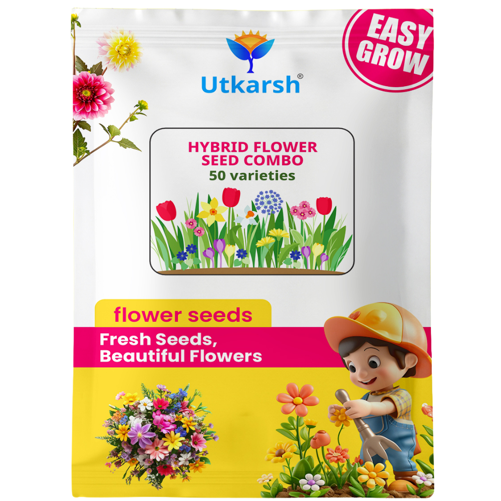Hybrid Flower Seeds Combo – 50 Varieties | Beautiful Blooming Flowers | All Season Flower Seeds for Home & Garden | Easy to Grow & Low Maintenance | Long Lasting Blooms For Terrace & Balcony