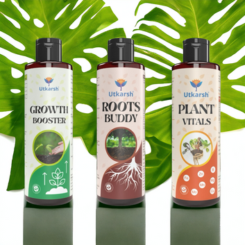 Plant Growth and Nutrition KitUtkarsh Plant Growth & Nutrition Kit - Promotes Healthy Roots & Robust Growth, Immunity Booster, Organic Liquid Fertilizer & Micronutrients for Home Garden, Indoor & Outdoor Plants