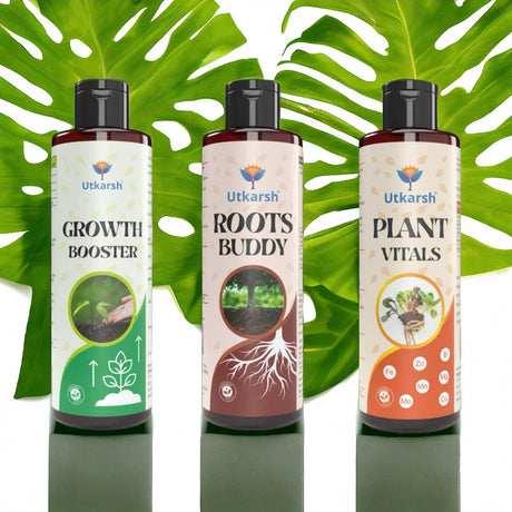 Plant Growth & Nutrition Kit - Promotes Healthy Roots & Robust Growth, Immunity Booster, Organic Liquid Fertilizer & Micronutrients for Home Garden, Indoor & Outdoor Plants - Utkarsh Agrochem Pvt ltd. 