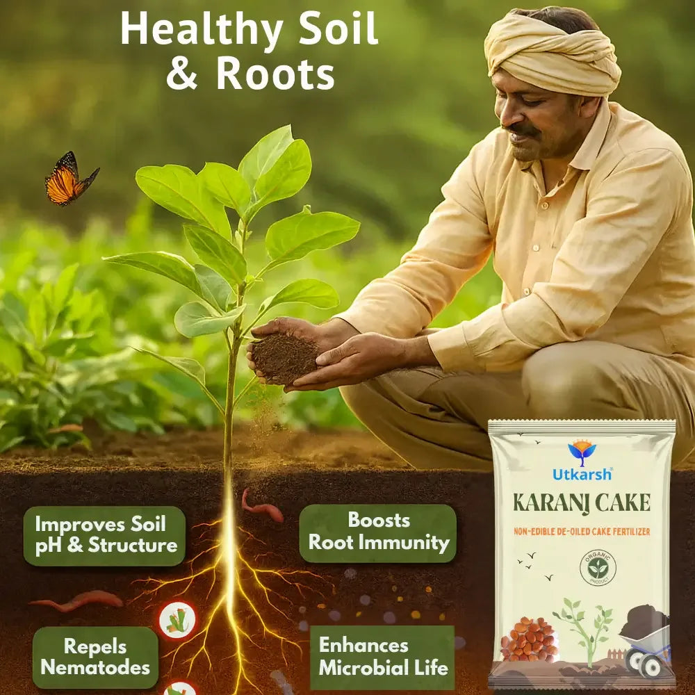 Karanj Cake | Pongamia Cake Powder | Organic Fertilizers Manure for Gardening, All Types of Plants, Flowers, Vegetables & Lawn - Utkarsh Agrochem Pvt ltd. 