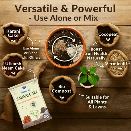 Karanj Cake | Pongamia Cake Powder | Organic Fertilizers Manure for Gardening, All Types of Plants, Flowers, Vegetables & Lawn - Utkarsh Agrochem Pvt ltd. 