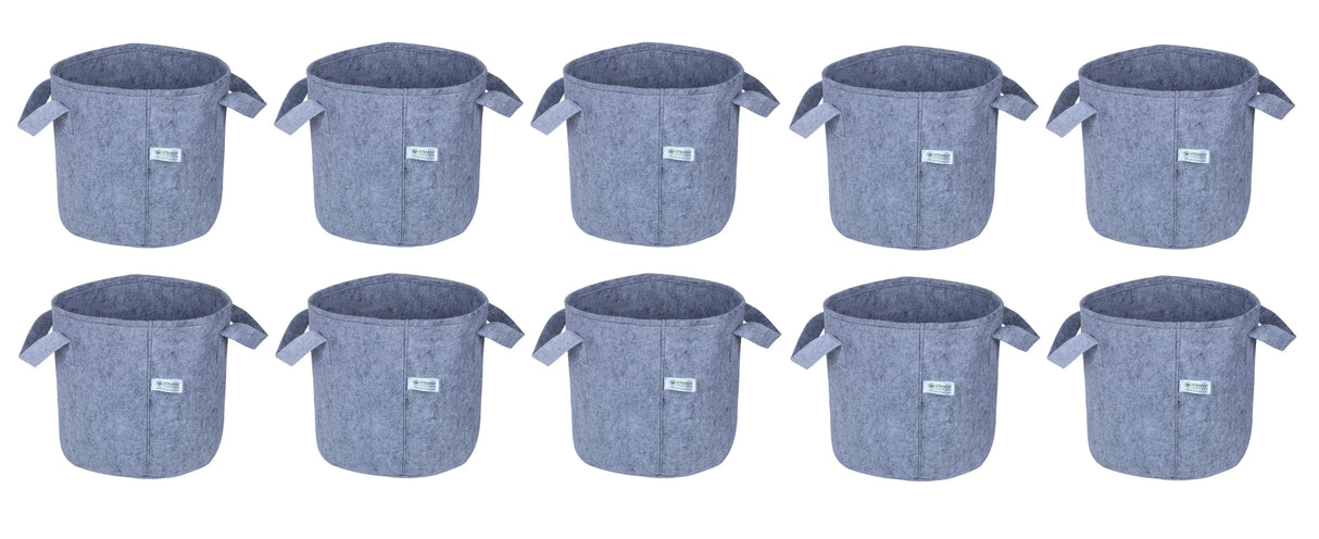 400 GSM Geotextile Fabric Growbags- Light Grey, Pack of 10 - Utkarsh Agrochem Pvt ltd. 