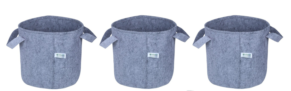 400 GSM Geotextile Fabric Growbags- Light Grey, Pack of 3 - Utkarsh Agrochem Pvt ltd. 