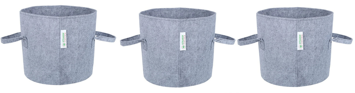 400 GSM Geotextile Fabric Growbags- Light Grey, Pack of 3 - Utkarsh Agrochem Pvt ltd. 