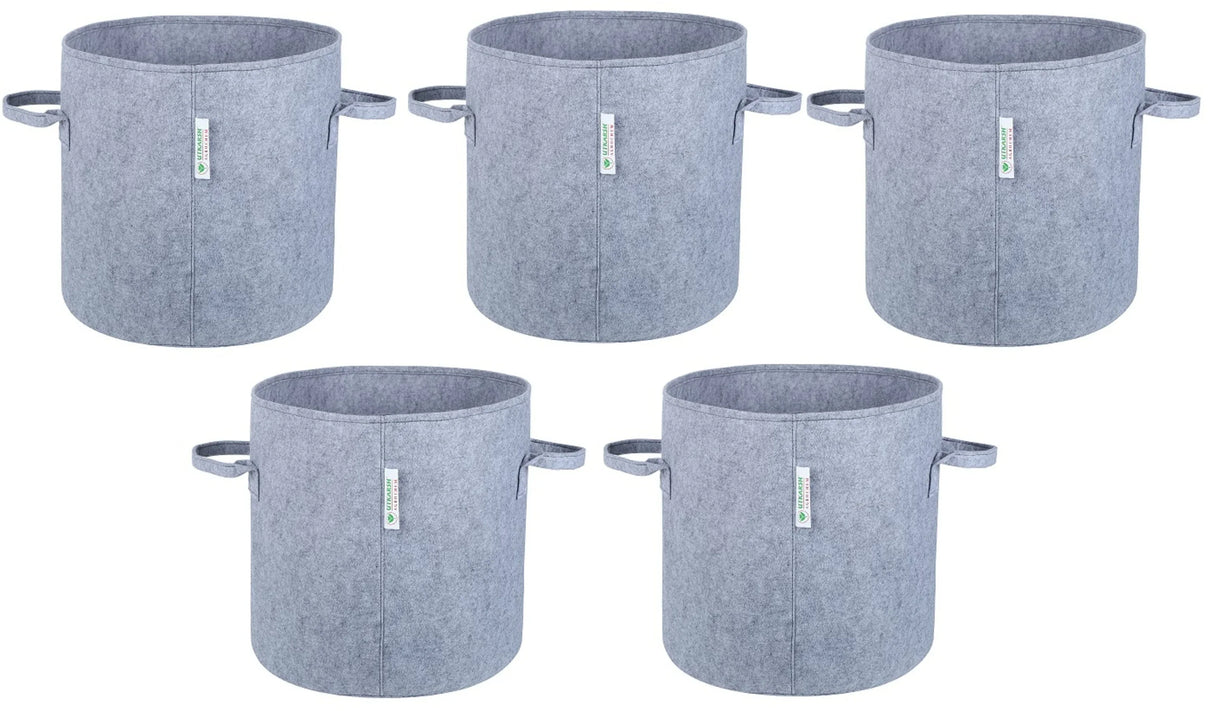 400 GSM Geotextile Fabric Growbags- Light Grey, Pack of 5 - Utkarsh Agrochem Pvt ltd. 