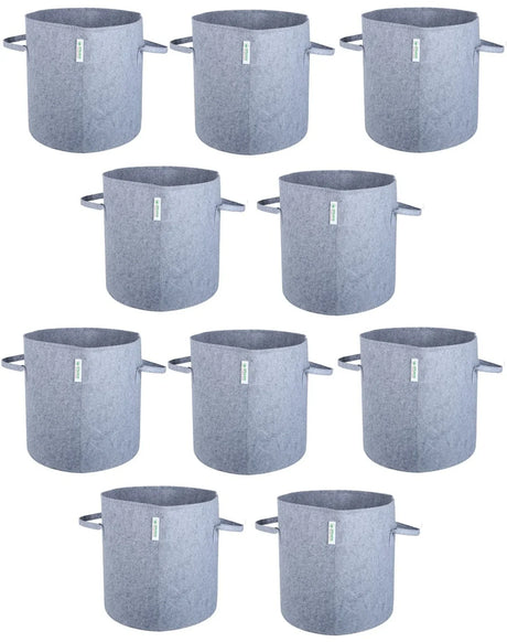 400 GSM Geotextile Fabric Growbags- Light Grey, Pack of 10 - Utkarsh Agrochem Pvt ltd. 