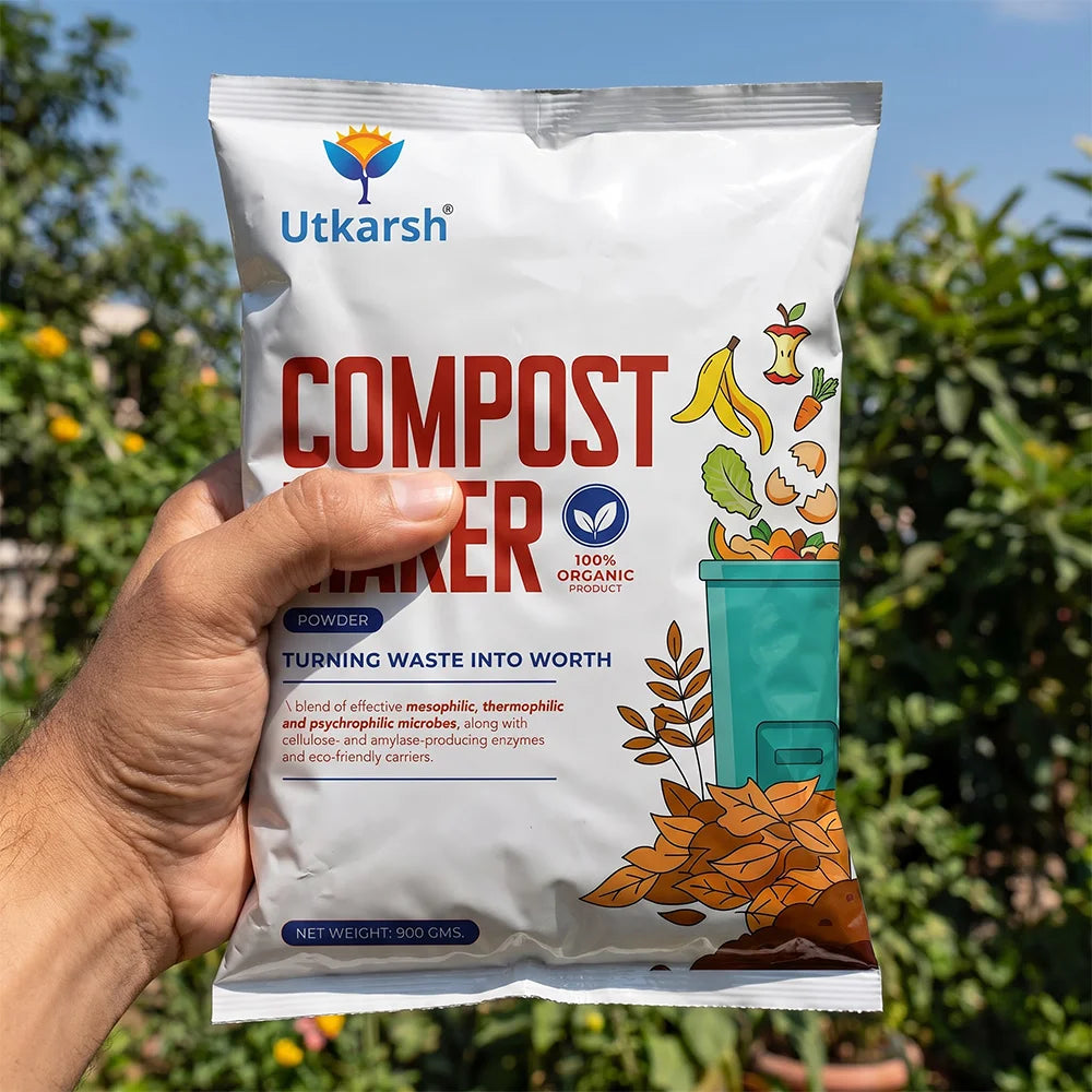 Compost Maker Powder for Home Garden | Fast-Active Natural Organic Waste Decomposer for Kitchen Waste, Vegetable & Fruit Scraps | Easy-to-Use, Odor-Free Compost Starter Powder