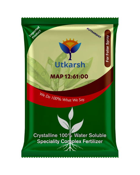 MAP 12 61 00 - Mono Ammonium Phosphate, NPK Fertilizers for Plants Growth & Home Garden | 100% Water Soluble Powder, Foliar Spray Nutrition - Utkarsh Agrochem Pvt ltd. 