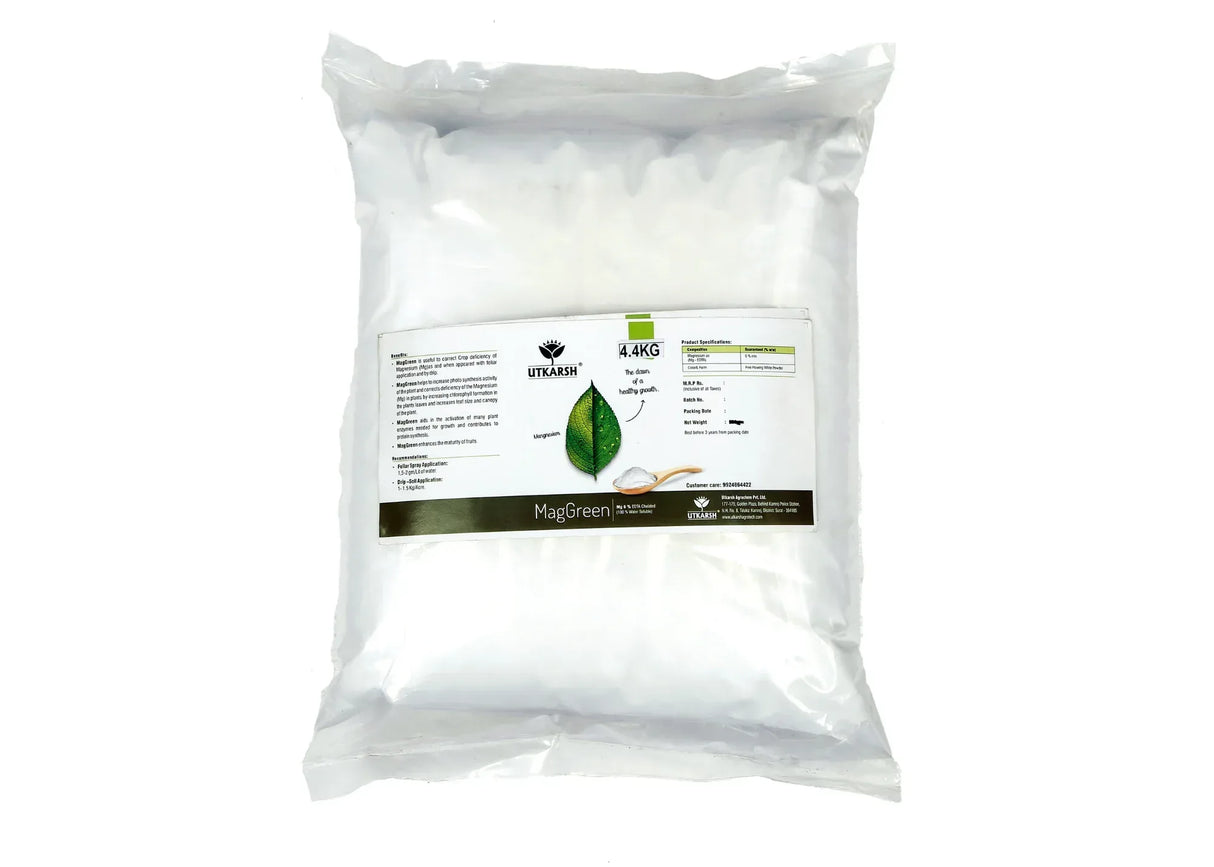 Magnesium - 5% EDTA Chelated Micronutrient, 100% Water Soluble Fertilizers for Plants, Growth Booster for Healthy Green Plants, Crops, Home Garden | MagGreen - Utkarsh Agrochem Pvt ltd. 