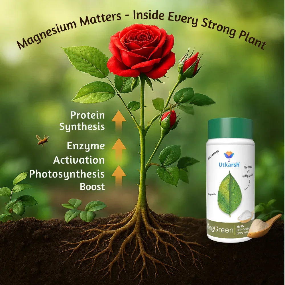 Magnesium - 5% EDTA Chelated Micronutrient, 100% Water Soluble Fertilizers for Plants, Growth Booster for Healthy Green Plants, Crops, Home Garden | MagGreen - Utkarsh Agrochem Pvt ltd. 