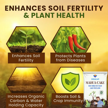 Mahua Oil Cake Fertilizer for Plants | Organic Compost Powder for Home Garden, Manure for Flowers, Vegetables & Lawn - Utkarsh Agrochem Pvt ltd. 
