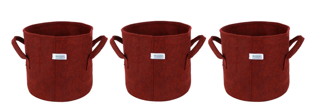 400 GSM Geotextile Fabric Growbags- Maroon, Pack of 3 - Utkarsh Agrochem Pvt ltd. 