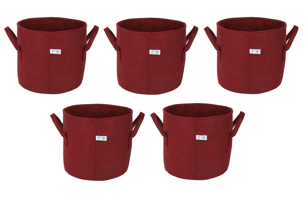 400 GSM Geo Textile Fabric Growbags- Maroon, Pack of 5 - Utkarsh Agrochem Pvt ltd. 