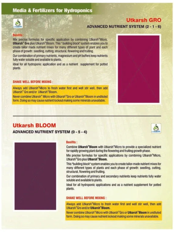 UTKARSH Media and Fertilizers For Hydroponics Brochure - Utkarsh Agrochem Pvt ltd. 