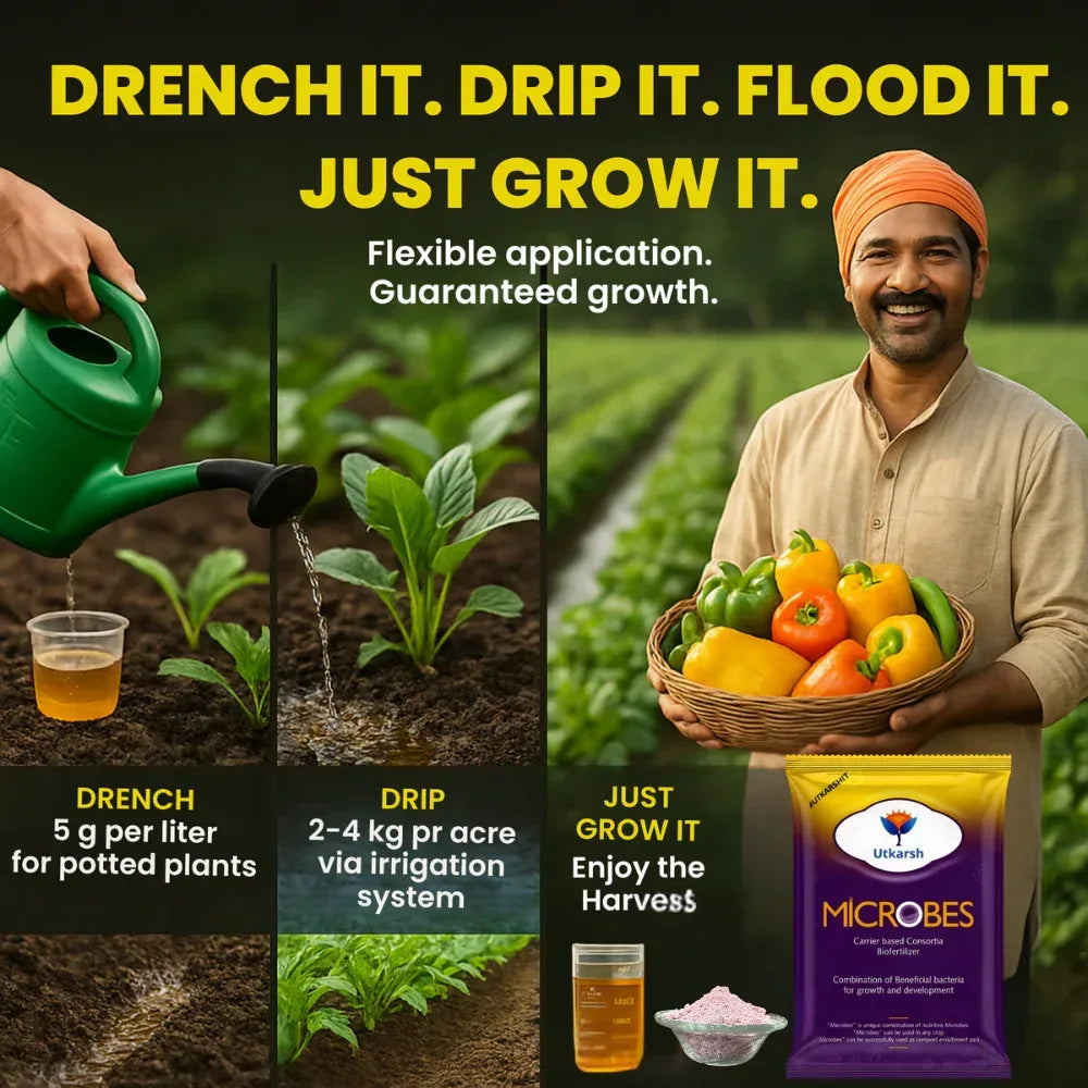 Microbes (Carrier Based Consortia - Azotobacter, Acetobacter, Rhizobium, Phosphorus Solubilizing Bacteria PSB, Potassium Mobilizing Bacteria KMB) - 25 Kg Pack - Utkarsh Agrochem Pvt ltd. 