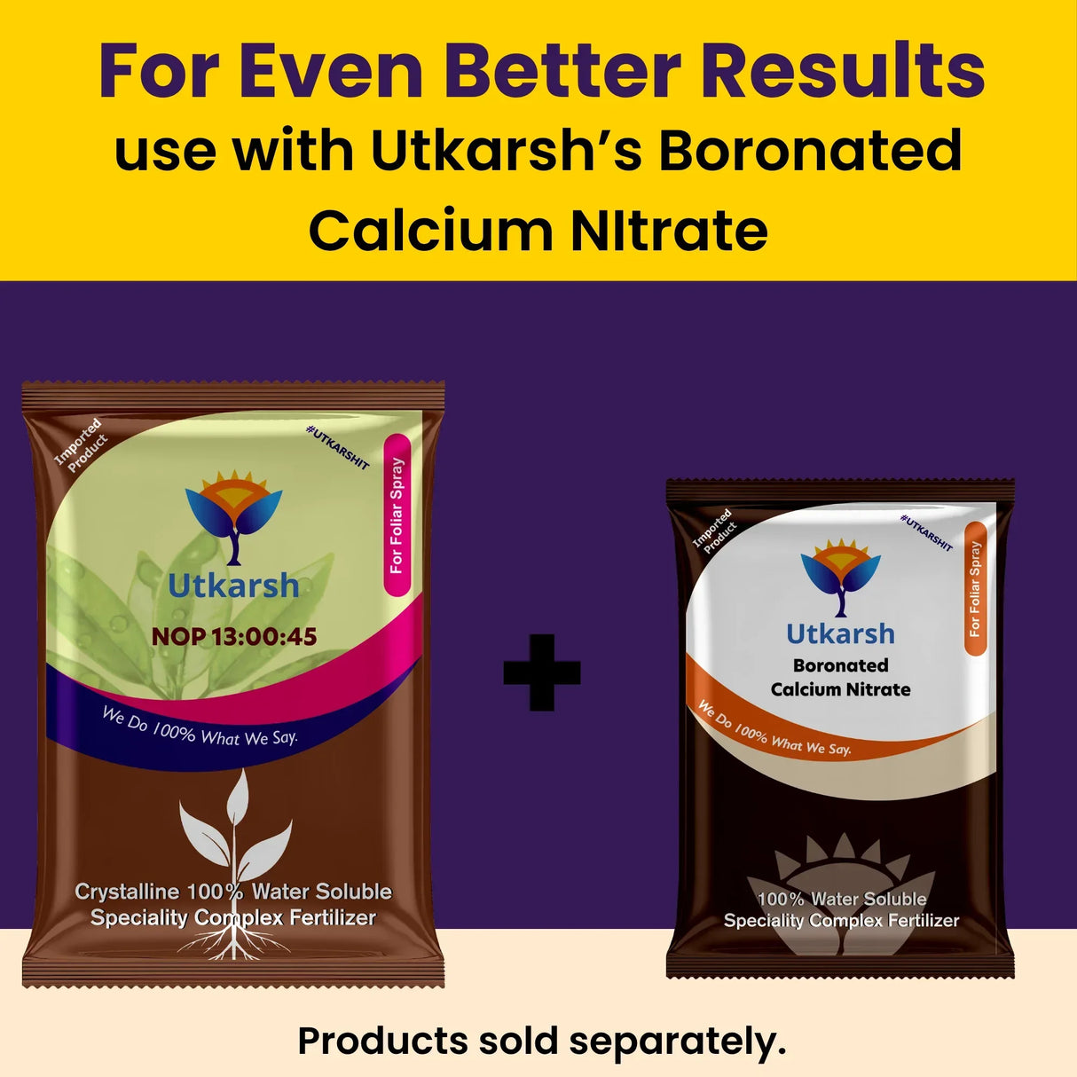 NOP 13 00 45 - Potassium Nitrate, NPK Fertilizers for Plants Growth & Healthy Home Garden | 100% Water Soluble Powder, Growth Boost for Fruits and Flowers - 25 Kg Bag - Utkarsh Agrochem Pvt ltd. 