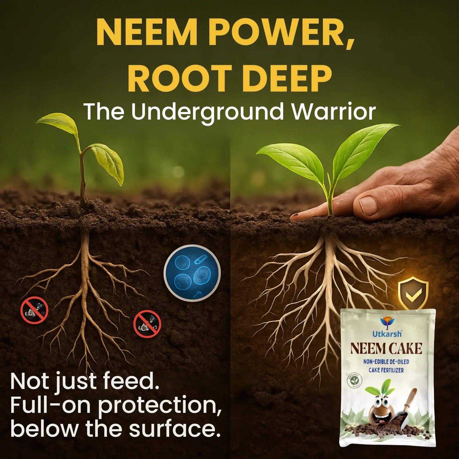 Neem Cake Powder for Plants, Organic Neem Khali Fertilizer for Home Garden, Manure for Flowers, Vegetables & Lawn - Utkarsh Agrochem Pvt ltd. 