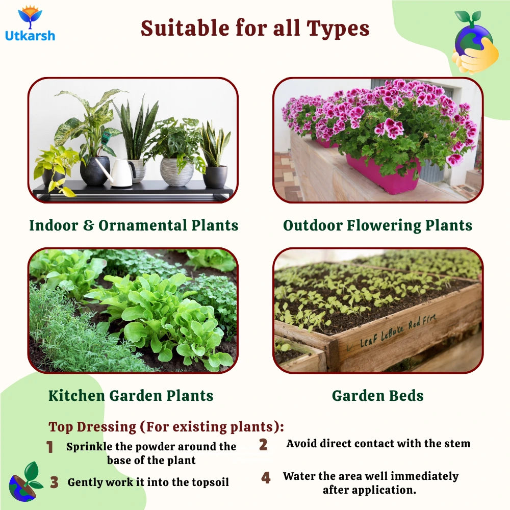 Neem Cake Powder for Plants, Organic Neem Khali Fertilizer for Home Garden, Manure for Flowers, Vegetables & Lawn