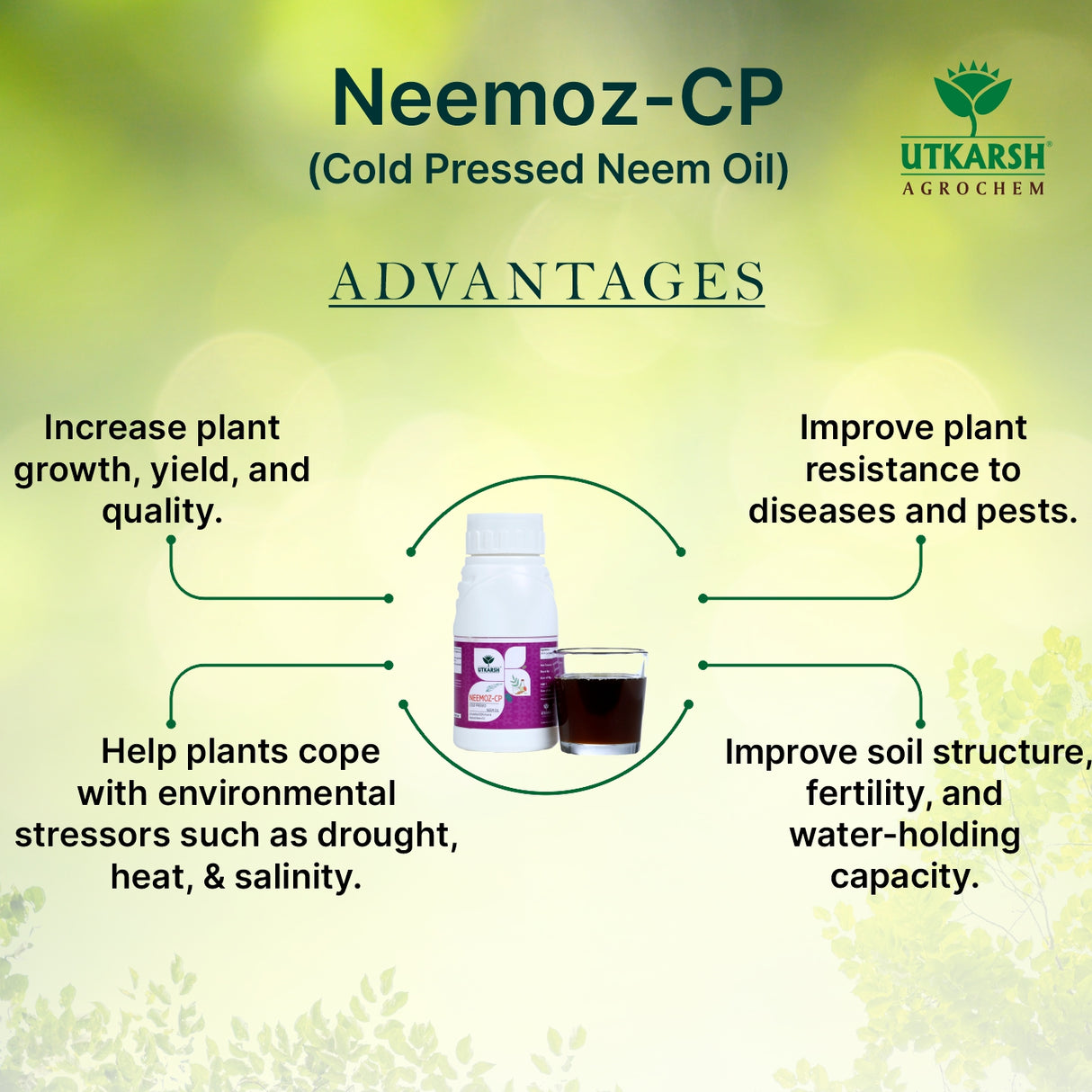 Neemoz C.P. Cold Pressed Neem Oil | 1500 PPM Azadirachtin EC 0.15% W/W Organic Bio-Insecticide | Effective Broad-Spectrum Pest Control for Vegetables, Fruits, Cotton, Rice & Plants