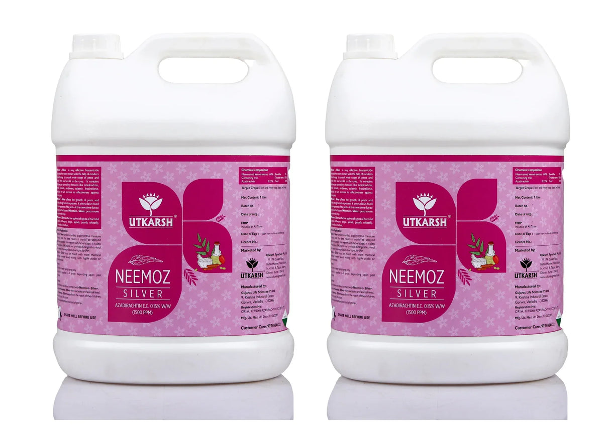 Neemoz-Silver (Azadirachtin E.C. 0.15% w/w 3000 ppm) Neem Oil Based Natural Insecticide - Utkarsh Agrochem Pvt ltd. 