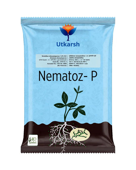 Verticillium Chlamydosporium | Pochonia Chlamydosporia 1.0% W.P 2 x 10^6 CFU/gm min. Bio Nematicides for Plants, Crops and Home Gardening - Nematoz-P - Utkarsh Agrochem Pvt ltd. 