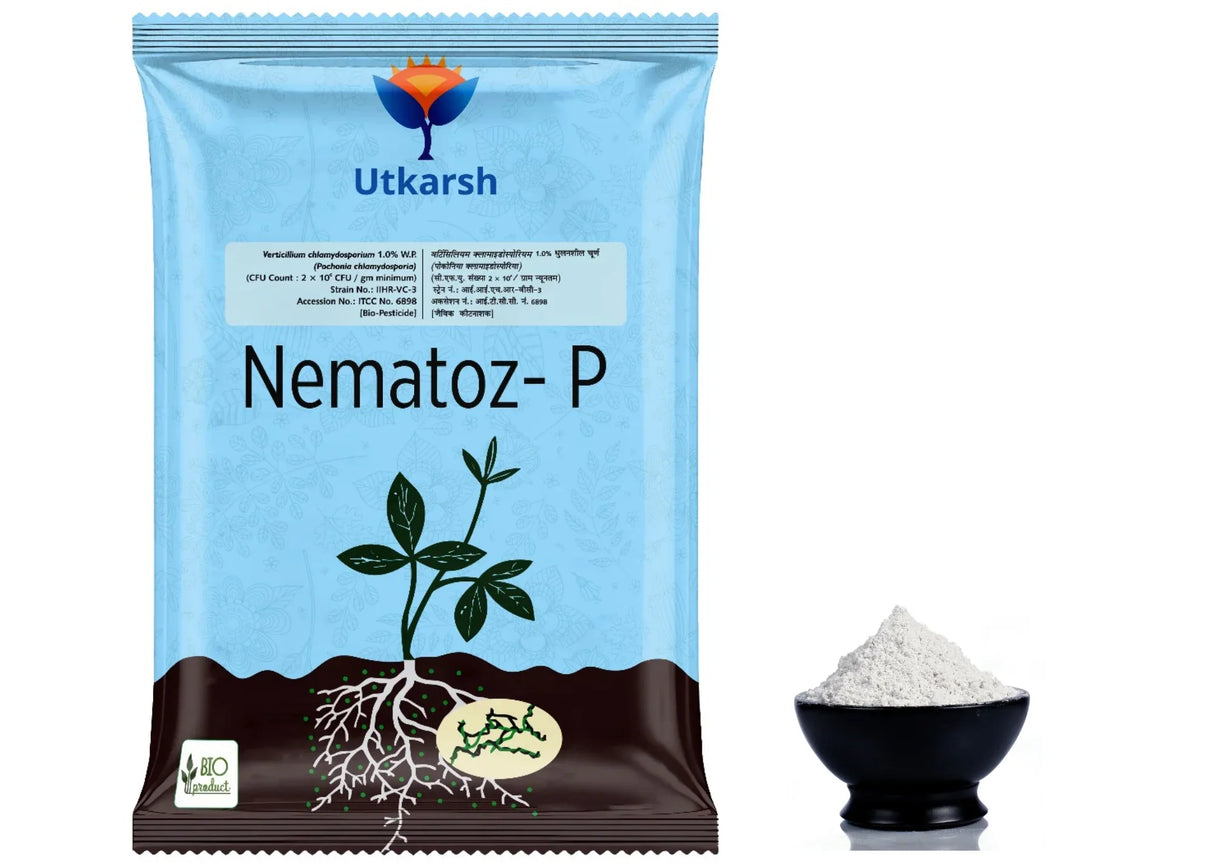 Verticillium Chlamydosporium | Pochonia Chlamydosporia 1.0% W.P 2 x 10^6 CFU/gm min. Bio Nematicides for Plants, Crops and Home Gardening - Nematoz-P - Utkarsh Agrochem Pvt ltd. 