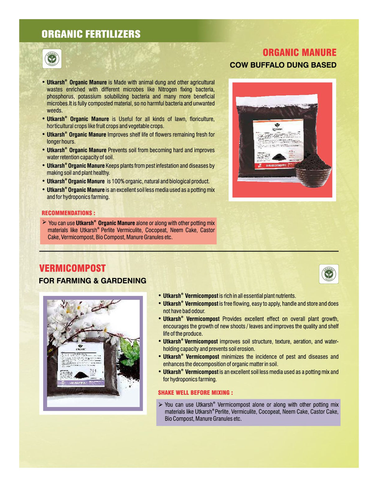 UTKARSH Organic Fertilizers Brochure