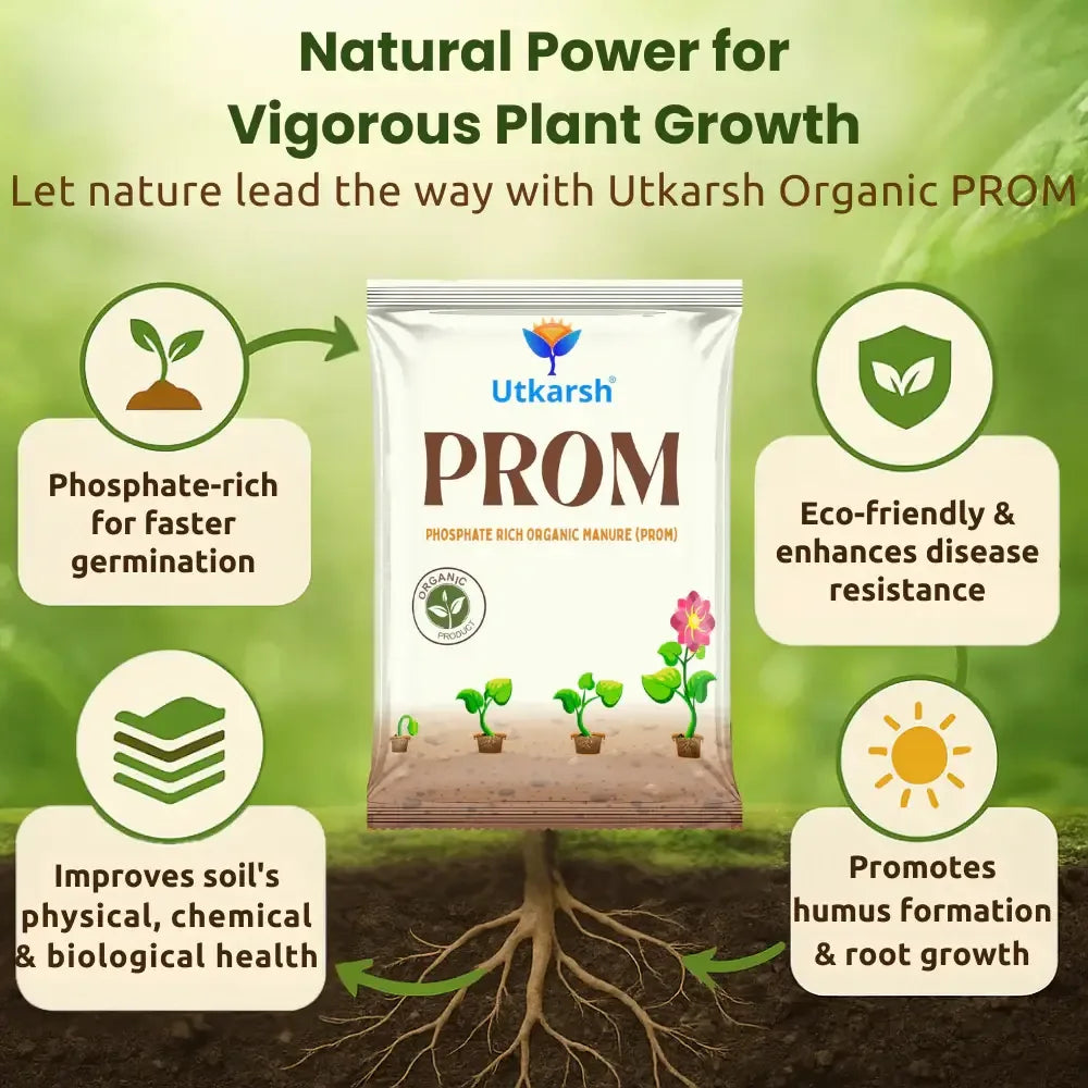 PROM - Phosphate Rich Organic Manure, Organic DAP for Home Garden, Plants, Crops, & Nursery, Khaad for Flowers, Vegetables & Lawn - Utkarsh Agrochem Pvt ltd. 