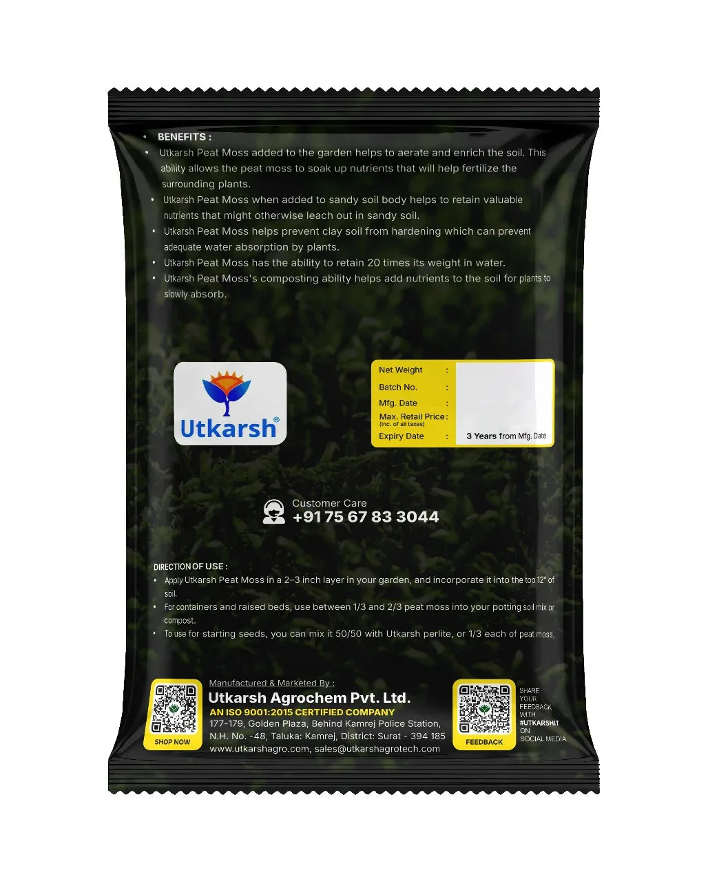 Peat Moss (For Potting Mix, Seed Starting and Improving Native Soil, Organic Gardening) - Utkarsh Agrochem Pvt ltd. 
