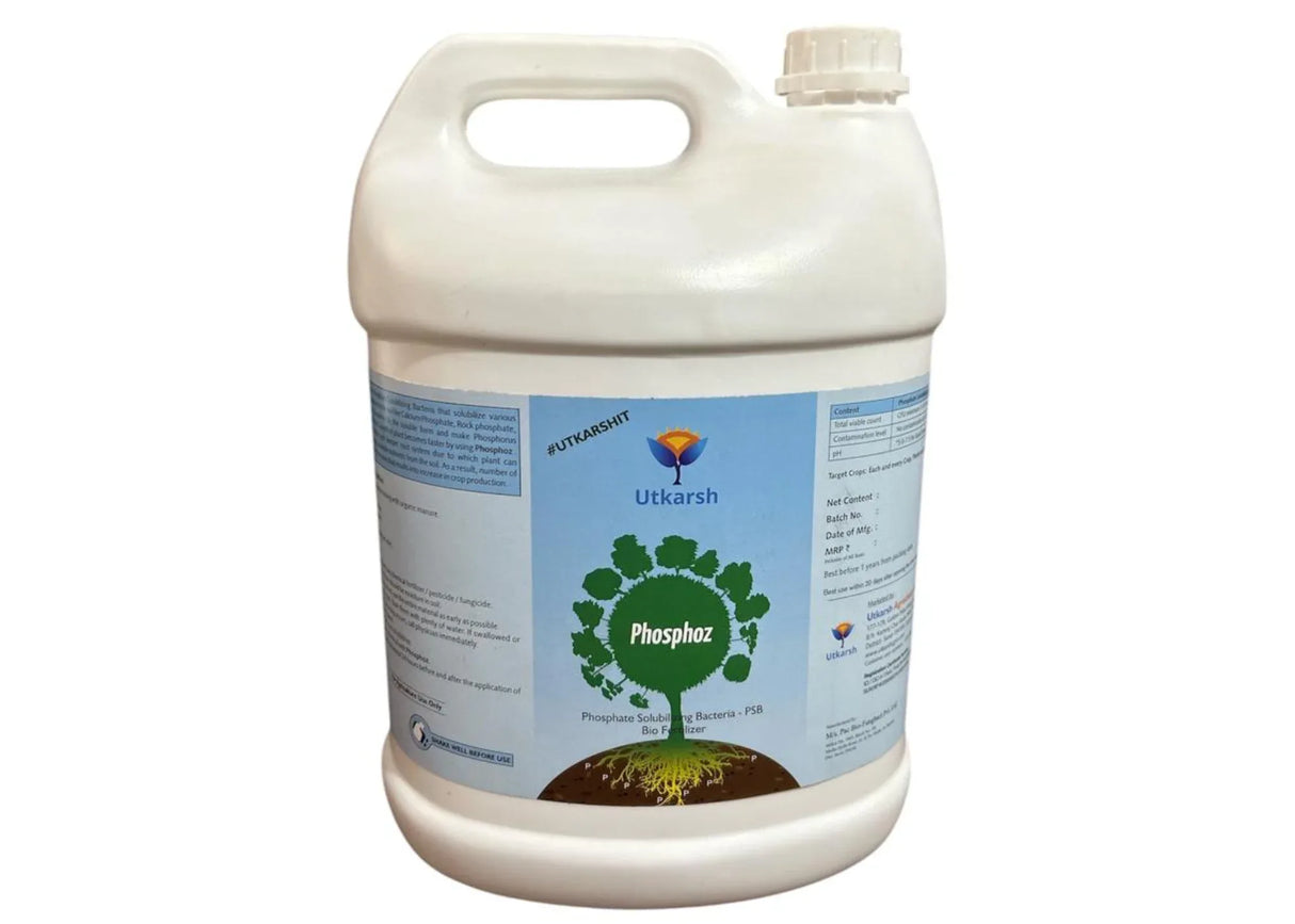 Phosphate Solubilizing Bacteria - PSB, Liquid Bio Fertilizer for Plants Growth, Nutrition, Develops Roots, Increases Flowering & Fruits, Crops | Phosphoz - Utkarsh Agrochem Pvt ltd. 