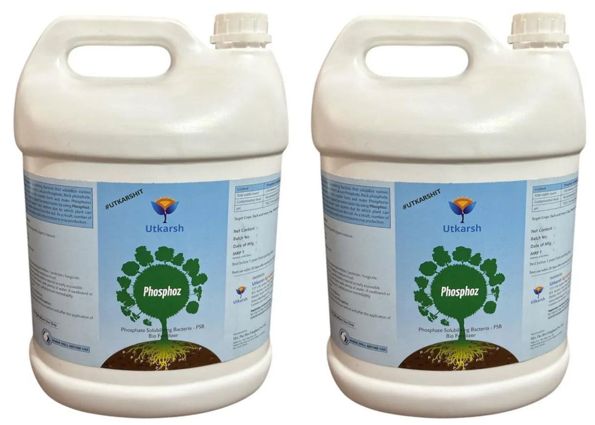 Phosphate Solubilizing Bacteria - PSB, Liquid Bio Fertilizer for Plants Growth, Nutrition, Develops Roots, Increases Flowering & Fruits, Crops | Phosphoz - 20 Liter - Utkarsh Agrochem Pvt ltd. 